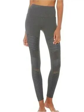 ALO Yoga Gray High-Waist Moto Leggings